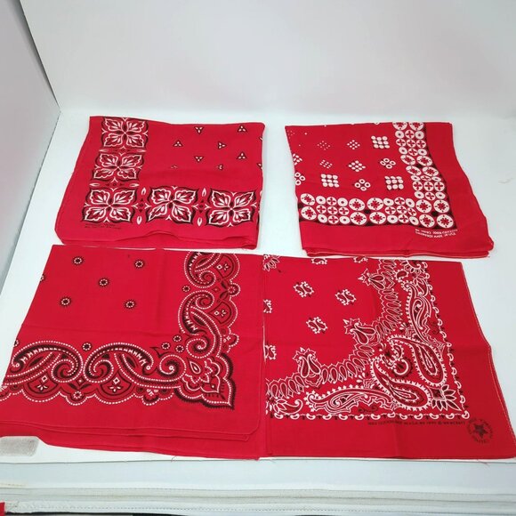 Vintage Bandana Red Washfast USA Cotton Set 14193 Wamcraft - Picture 6 of 6